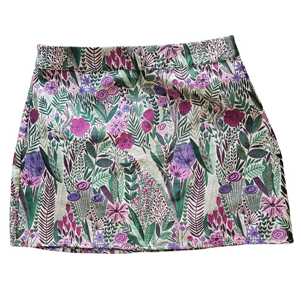 Fore Lightweight Tapestry Floral Mini Skirt Medium Whimsical Feminine Cottage